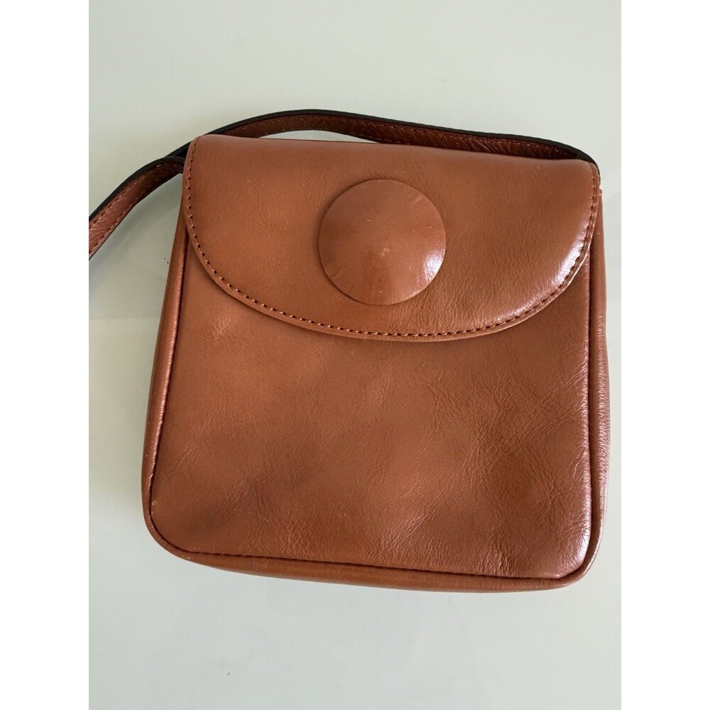 Vintage HOBO Cognac Leather Crossbody Bag Minimalist Y2K Shoulder Purse